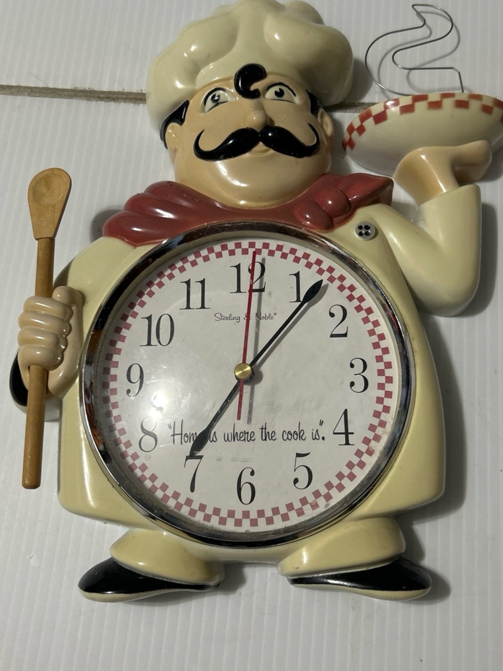 Chef Wall Clock in Cream and Red - Kitchen Accent Decor